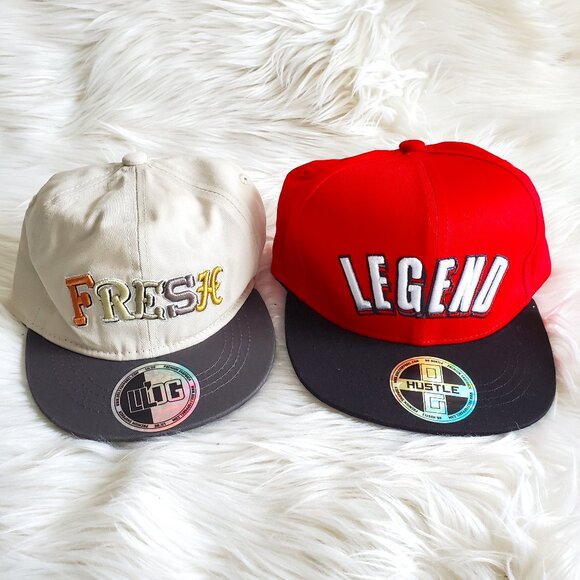 Hustle Red/Black & LIL'OG Cream Snapback Hat Cap SZ (One Size) - Picture 1 of 13